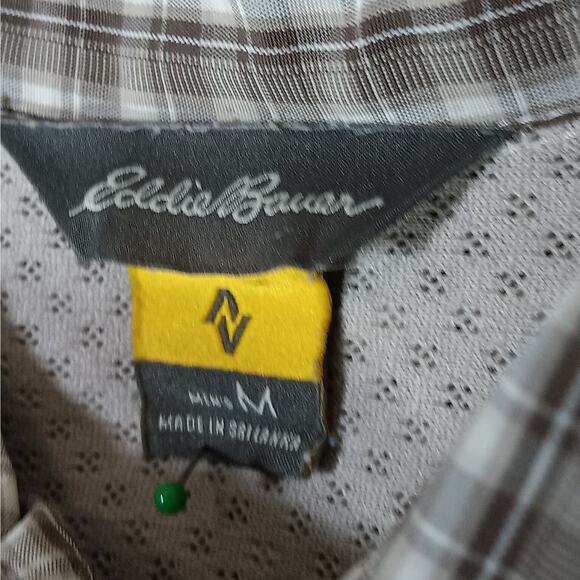 Eddie Bower Plaid Button Down Shirt Brown Tan Long Sleeve Size Medium Men's - Picture 7 of 10